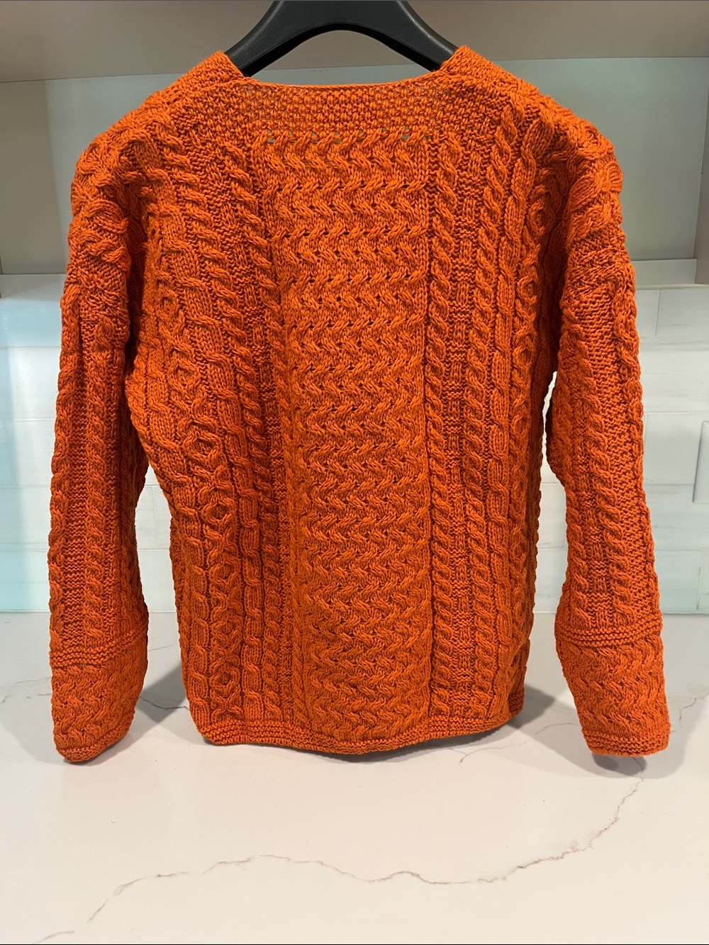 Carraig Donn NEW 100% Wool Cable knit Cardigan in Orange size Large NWT - Picture 7 of 12